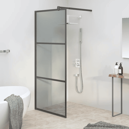 vidaXL Divisória de chuveiro preto 80x195 cm vidro ESG escuro