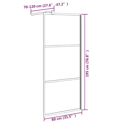 vidaXL Divisória de chuveiro preto 80x195 cm vidro ESG escuro