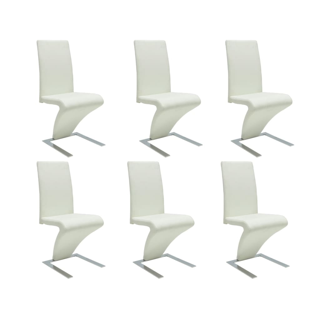 Vidaxl sillas de comedor 6 unidades cuero sintético blanco