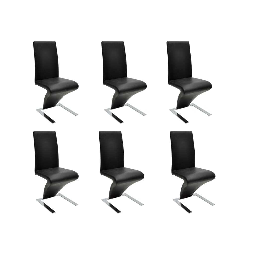 Vidaxl sillas de comedor 6 unidades cuero sintético negro