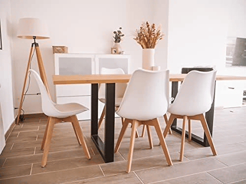 Mesa de jantar ou mesa de cozinha em madeira maciça + pacote de cadeiras nórdicas