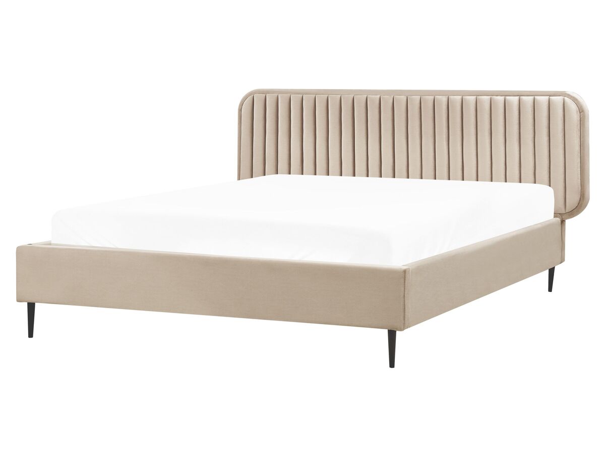 Beliani Cama Terciopelo BRIN 194x215 Gris