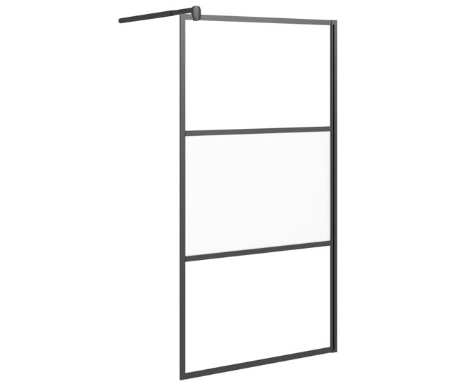 Vidaxl mampara de ducha vidrio esg semiesmerilado negro 100x195 cm