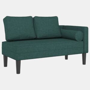 vidaXL Chaise lounge com almofadões tecido verde-escuro