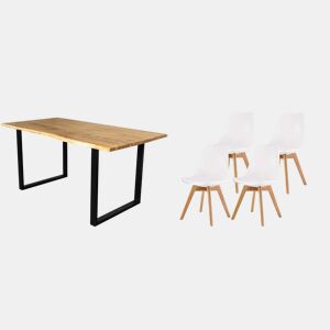 Mesa de jantar ou mesa de cozinha em madeira maciça + pacote de cadeiras nórdicas
