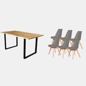 Mesa de jantar ou mesa de cozinha em madeira maciça + pacote de cadeiras nórdicas
