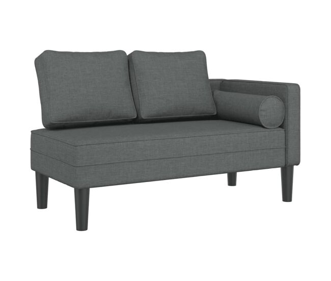 Vidaxl sofá diván con cojines tela gris oscuro