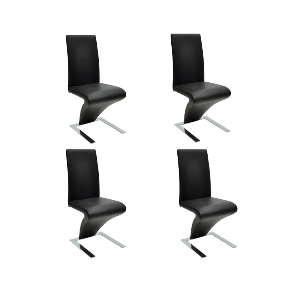 Vidaxl sillas de comedor 4 unidades cuero sintético negro