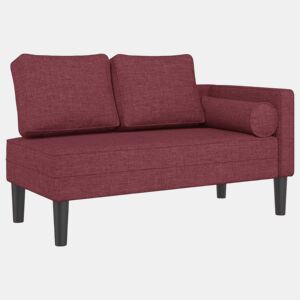 vidaXL Chaise longue com almofadões tecido vermelho tinto