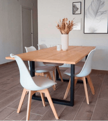 Mesa de jantar ou mesa de cozinha em madeira maciça + pacote de cadeiras nórdicas