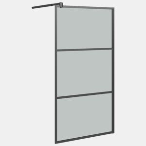vidaXL Divisória de chuveiro preto 115x195 cm vidro ESG escuro
