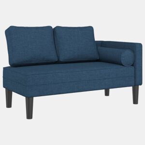 vidaXL Chaise lounge com almofadões tecido azul