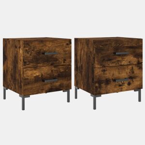 vidaXL Mesa de cabeceira 2 pcs derivados de madeira carvalho fumado