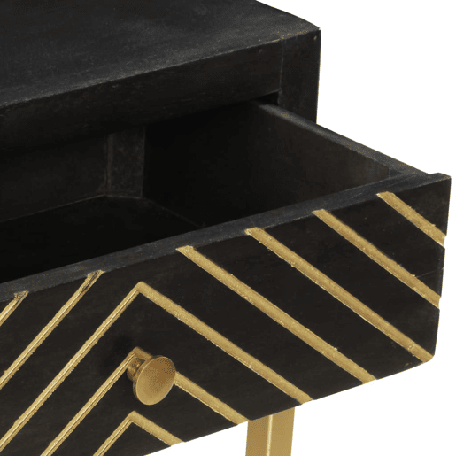 vidaXL Mesa consola 90x30x75 cm mangueira maciça preto e dourado vidaXL Mesa consola 90x30x75 cm mangueira maciça preto e dourado