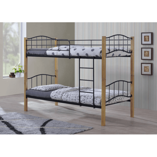Oferta: Beliche Duplo de Madeira e Metal + Colchões