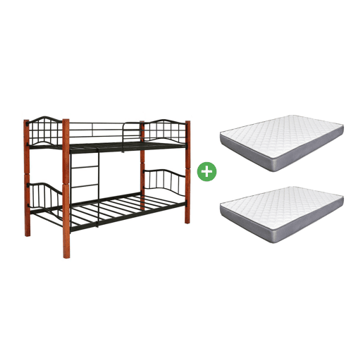 Oferta: Beliche Duplo de Madeira e Metal + Colchões