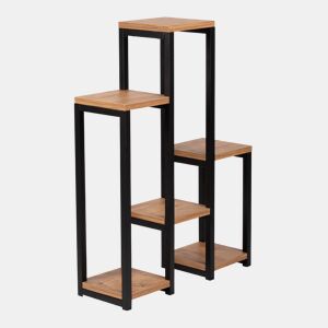 Suporte para plantas Rosenholm com 6 prateleiras metalaglomerado 79 x 56 x 20 cm madeirapreto en.casa