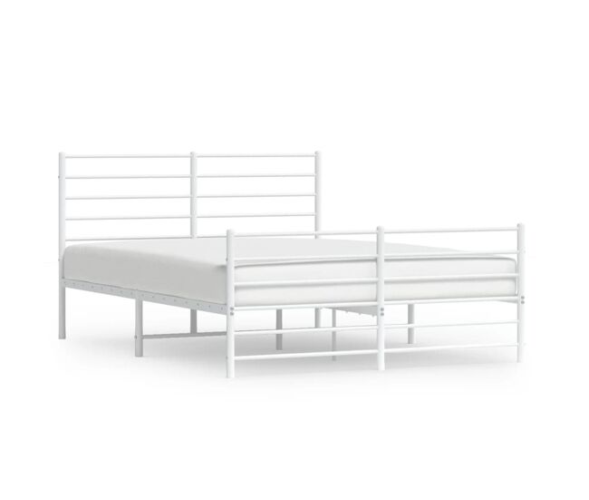 Estructura cama metal con cabecero y estribo blanco 160x200 cm con cabecero y pie de cama