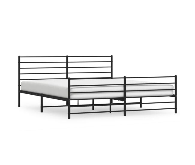 Estructura de cama cabecero y pie de cama metal negro 200x200cm con cabecero y pie de cama