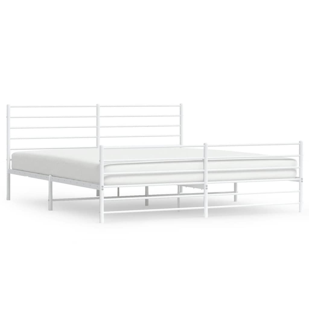 estructura cama metal con cabecero y pie cama blanco 193x203 cm con cabecero y pie de cama