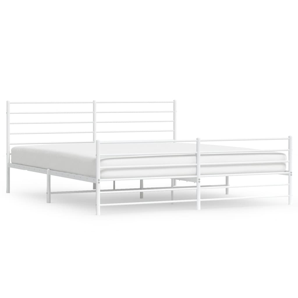 Estructura cama metal con cabecero y estribo blanco 180x200 cm con cabecero y pie de cama