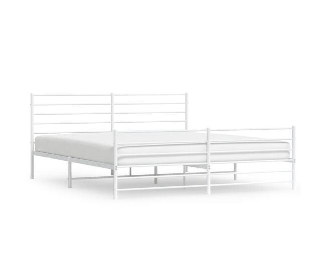 Estructura cama metal con cabecero y estribo blanco 180x200 cm con cabecero y pie de cama