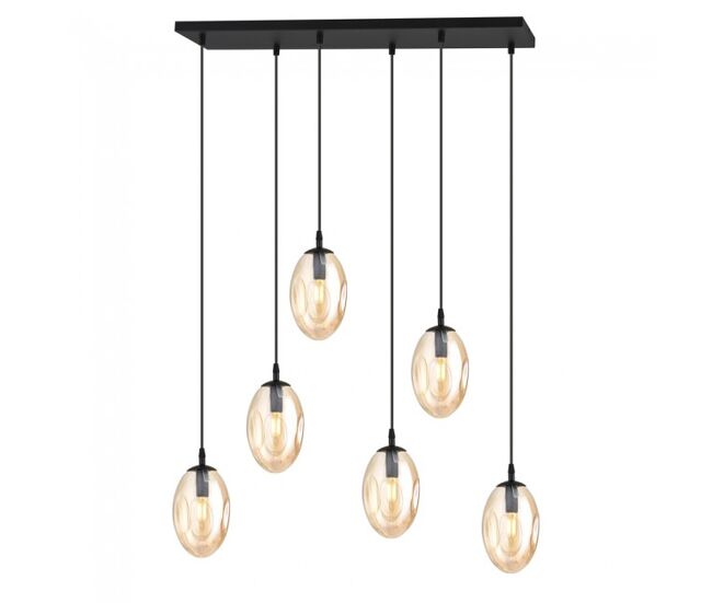 Lámpara colgante celeste ámbar 6 luces marca wonderlamp