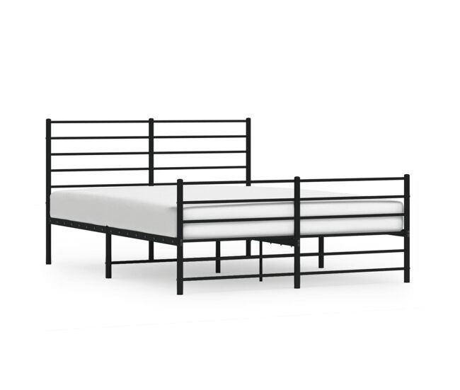 Estructura de cama cabecero y pie de cama metal negro 160x200cm con cabecero y pie de cama