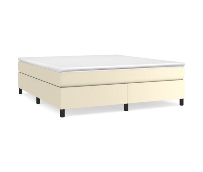 Cama box spring con colchón cuero sintético crema 160x200 cm
