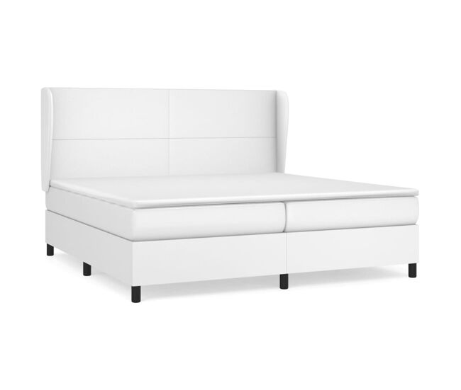 Cama box spring con colchón cuero sintético blanco 200x200 cm diseño plano