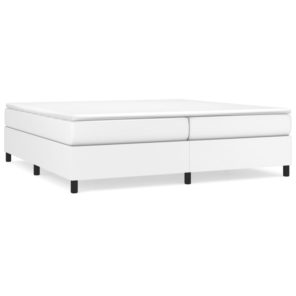 cama box spring con colchon cuero sintetico blanco 200x200 cm
