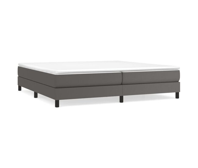 Cama box spring con colchón cuero sintético gris 200x200 cm
