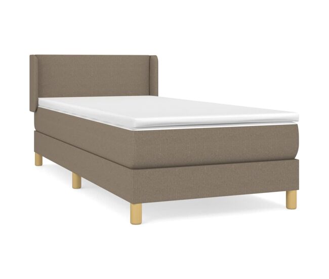 Cama box spring con colchón tela gris taupe 100x200 cm diseño plano