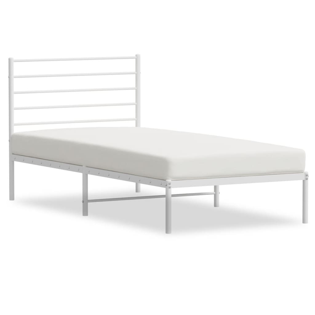 estructura de cama de metal con cabecero blanco 80x200 cm con cabecero