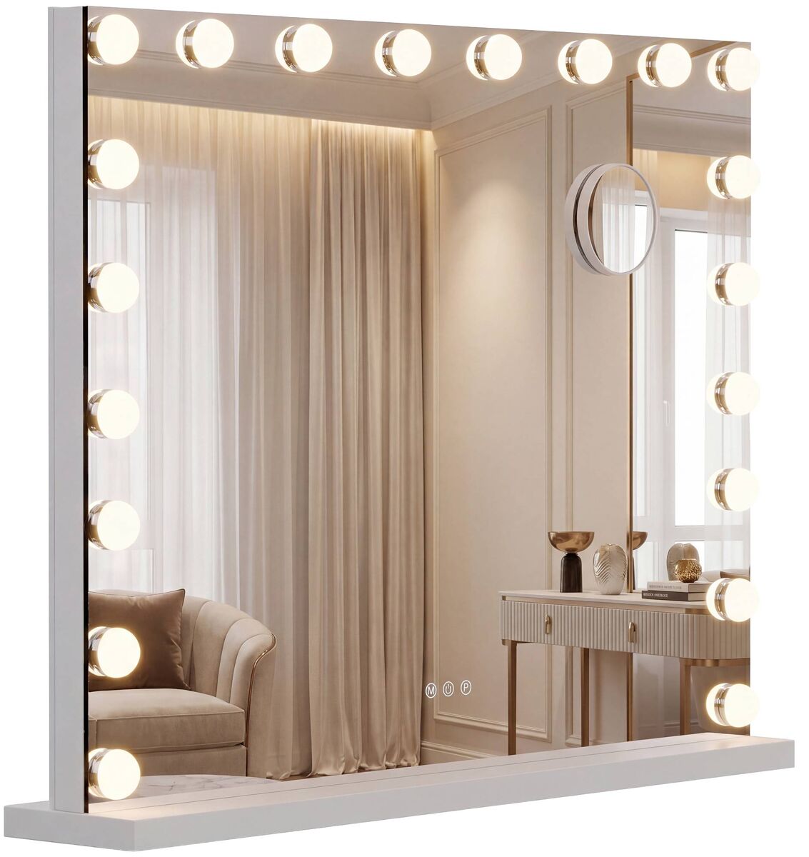 Espejo de maquillaje norlina con bluetooth metal blanco 14x80x62 cm