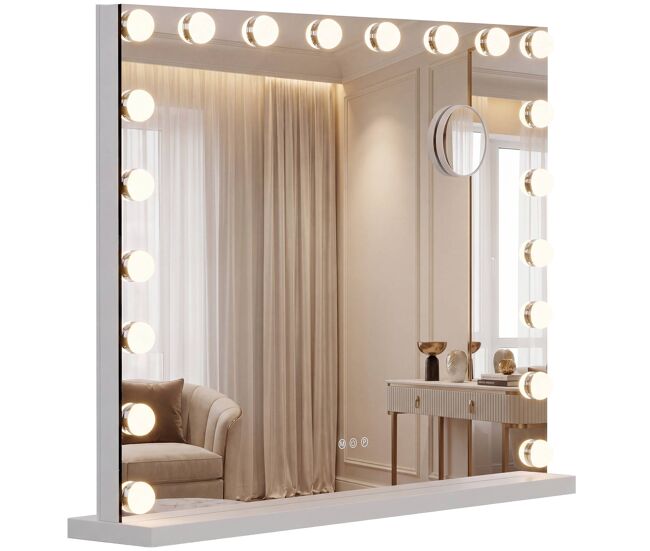 Espejo de maquillaje norlina con bluetooth metal blanco 14x80x62 cm