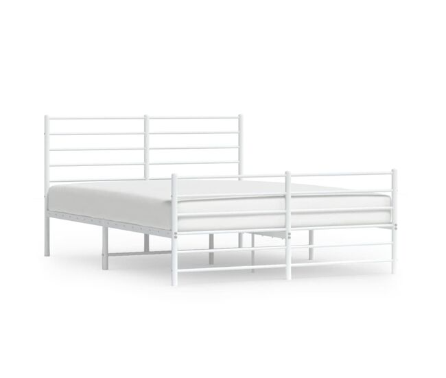 Estructura cama metal con cabecero y estribo blanco 120x200 cm con cabecero y pie de cama