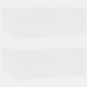 vidaXL Mesas de cabeceira flutuantes 2 pcs derivados de madeira branco