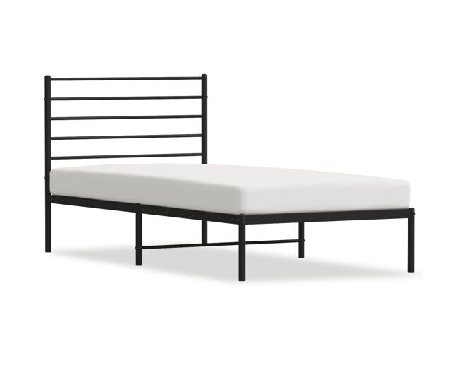 Estructura de cama con cabecero metal negro 107x203 cm con cabecero