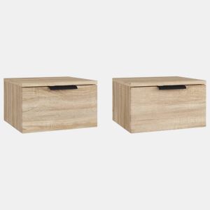 vidaXL Mesas de cabeceira parede 2 pcs 34x30x20 cm cor carvalho sonoma