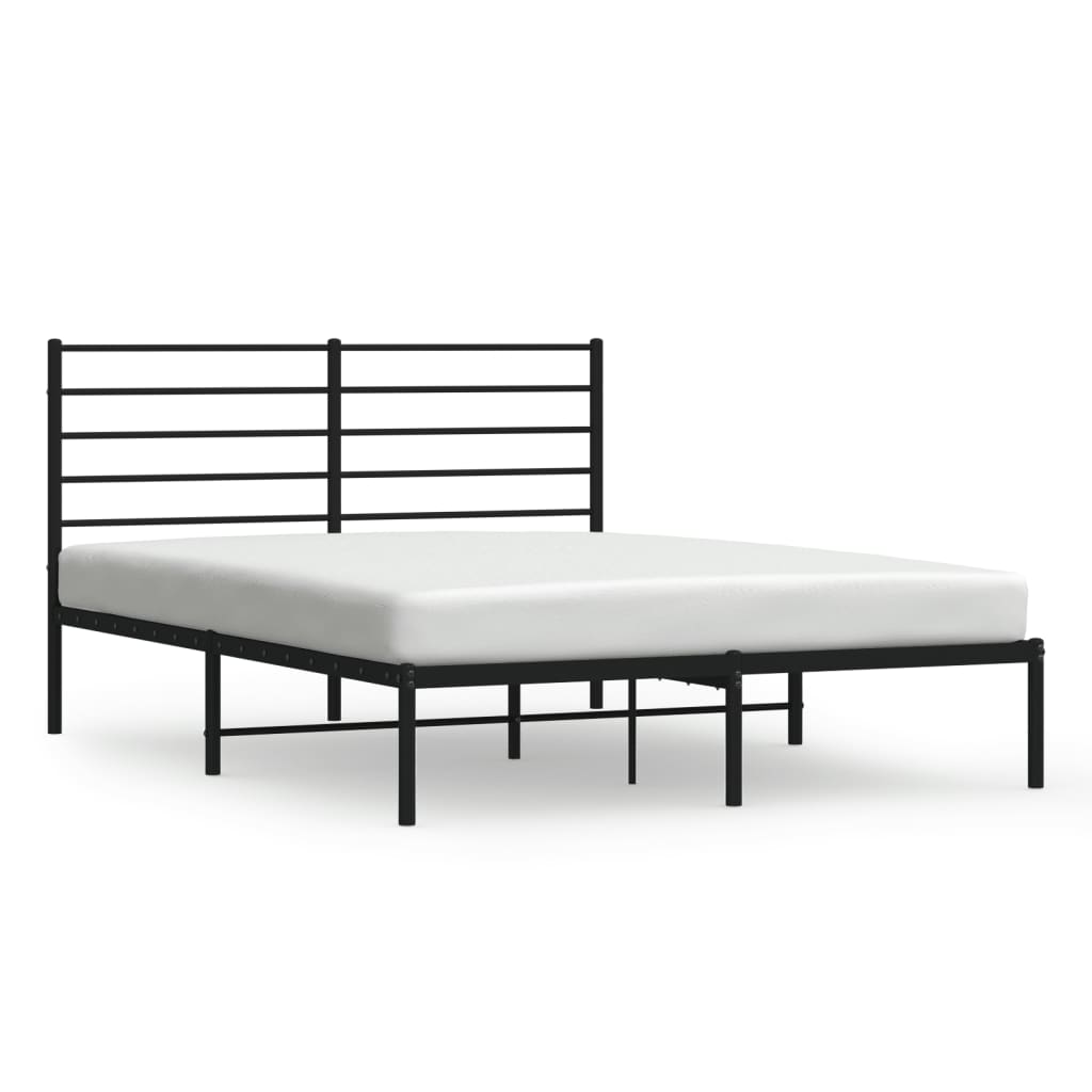 Estructura de cama con cabecero metal negro 135x190 cm con cabecero