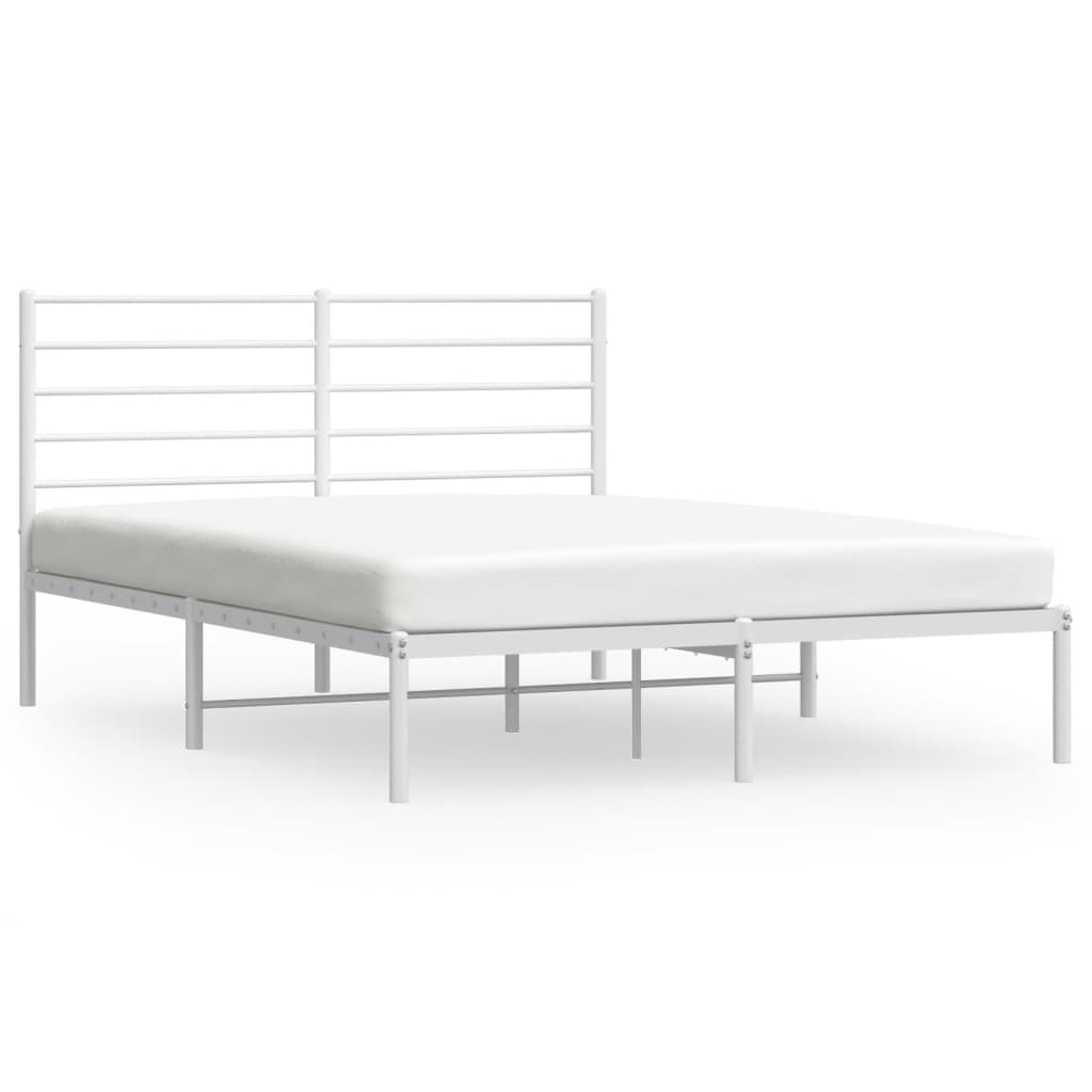 Estructura de cama de metal con cabecero blanca 135x190 cm con cabecero