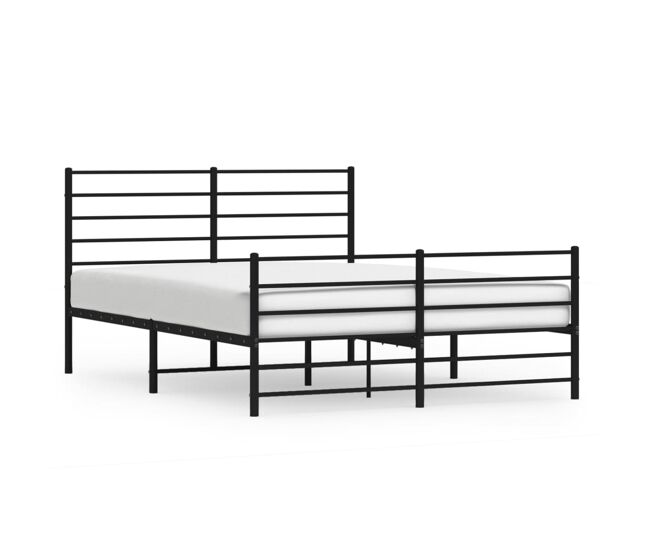 Estructura de cama con cabecero y pie metal negro 120x190 cm con cabecero y pie de cama