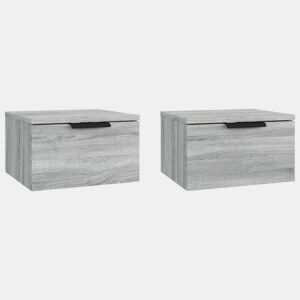 vidaXL Mesas de cabeceira de parede 2 pcs 34x30x20 cm sonoma cinza