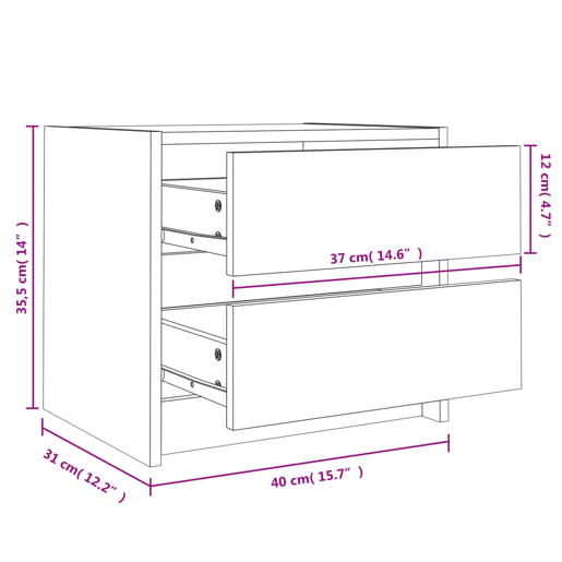 vidaXL Mesa de cabeceira 40x31x35,5 cm madeira de pinho maciça branco vidaXL Mesa de cabeceira 40x31x35,5 cm madeira de pinho maciça branco