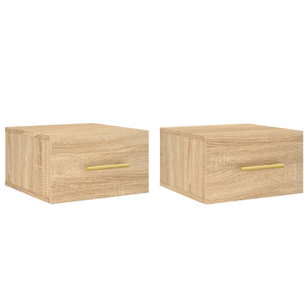 Vidaxl mesitas de noche de pared 2 uds color roble sonoma 35x35x20 cm
