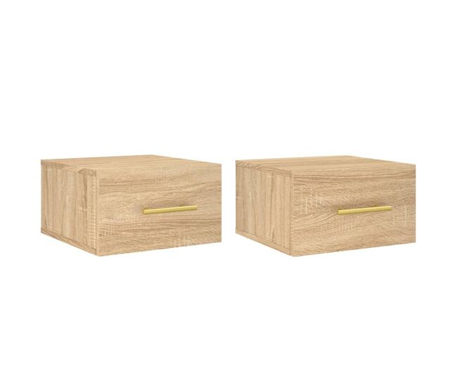 Vidaxl mesitas de noche de pared 2 uds color roble sonoma 35x35x20 cm
