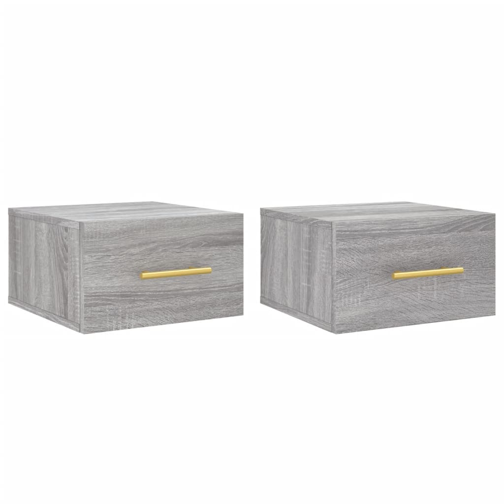 vidaxl mesitas de noche de pared 2 uds color gris sonoma 35x35x20 cm