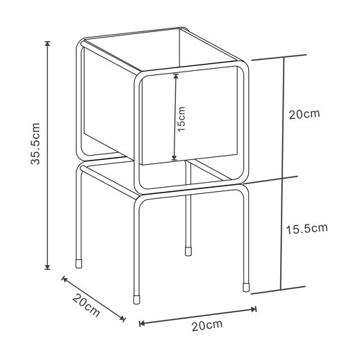 Suporte para plantas Sveio 1 nível metal 36 x 20 x 20 x 20 cm - Preto en.casa