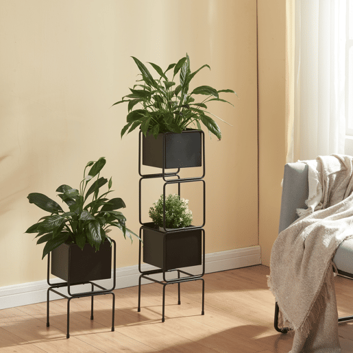 Suporte para plantas Sveio 1 nível metal 36 x 20 x 20 x 20 cm - Preto en.casa